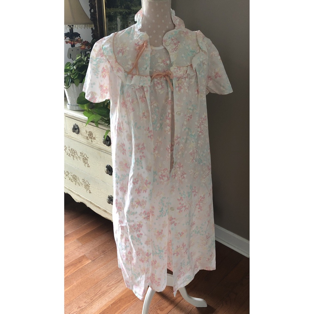Vintage Gown & Robe Night Time Creations Women's Size Small Poly Cotton USA